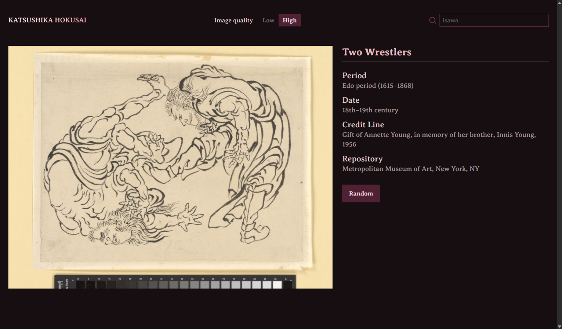 Website to explore random paintings by Hokusai.